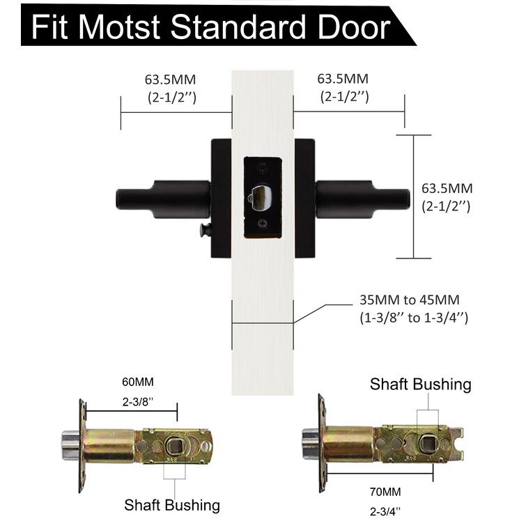 Linkaa Door Lever, Matte Black Finish Door Handles Sqaure Shape